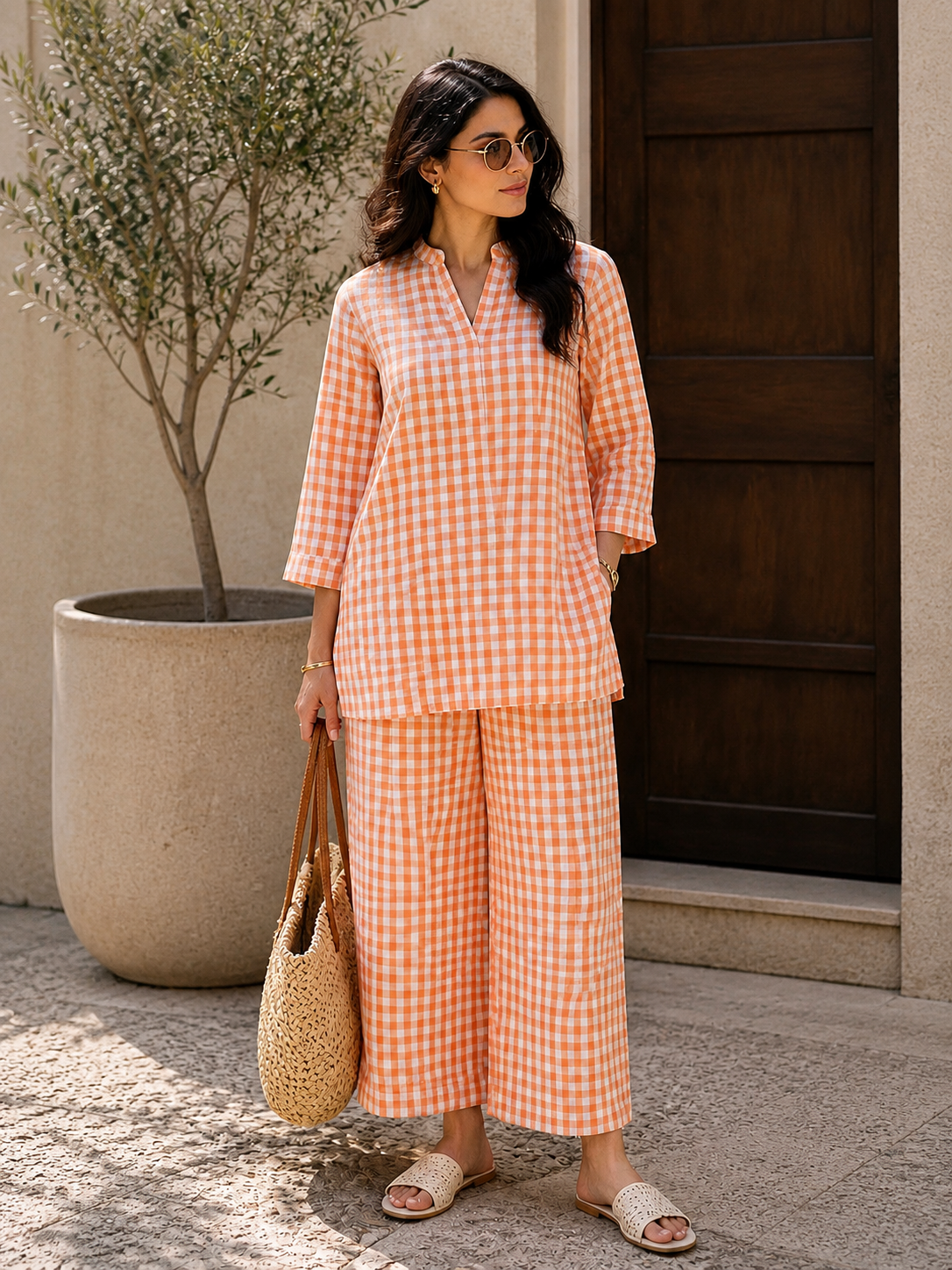 Midnight Checks Cotton Co-ord Set for Women