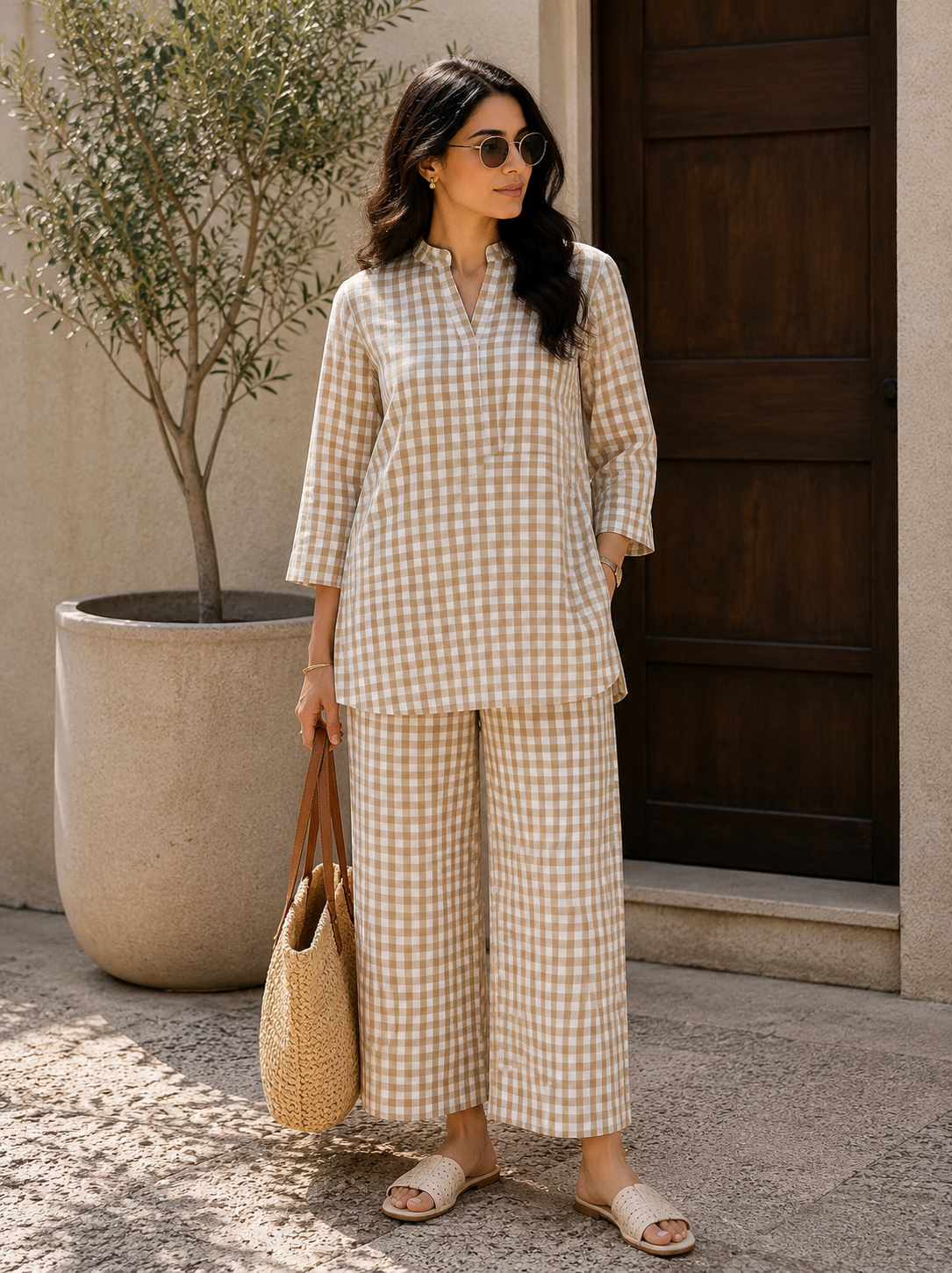 Midnight Checks Cotton Co-ord Set for Women