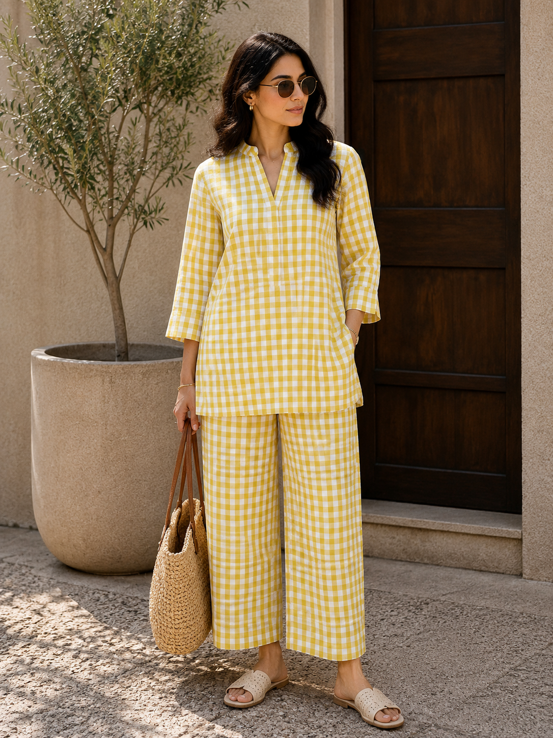 Midnight Checks Cotton Co-ord Set for Women