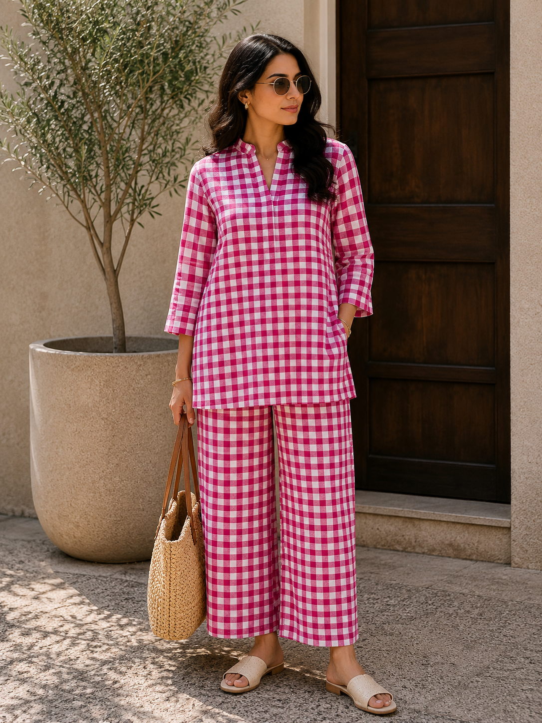 Midnight Checks Cotton Co-ord Set for Women