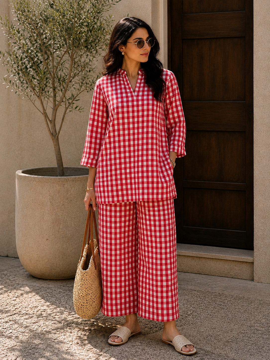 Midnight Checks Cotton Co-ord Set for Women