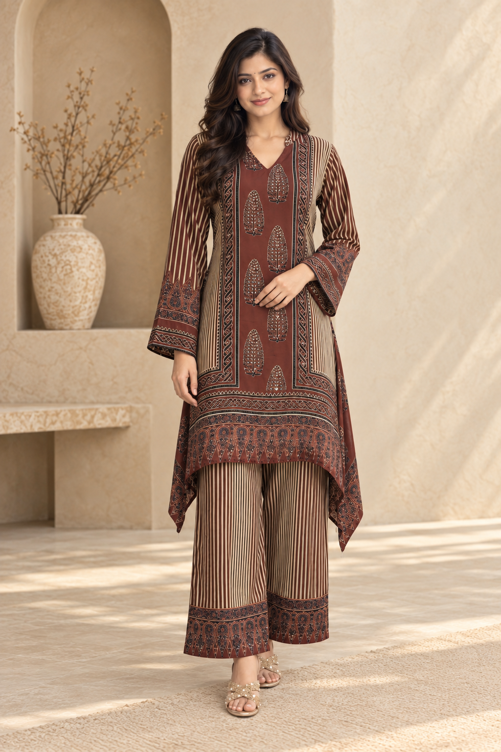Women’s Ethnic Printed Kurta Palazzo Set