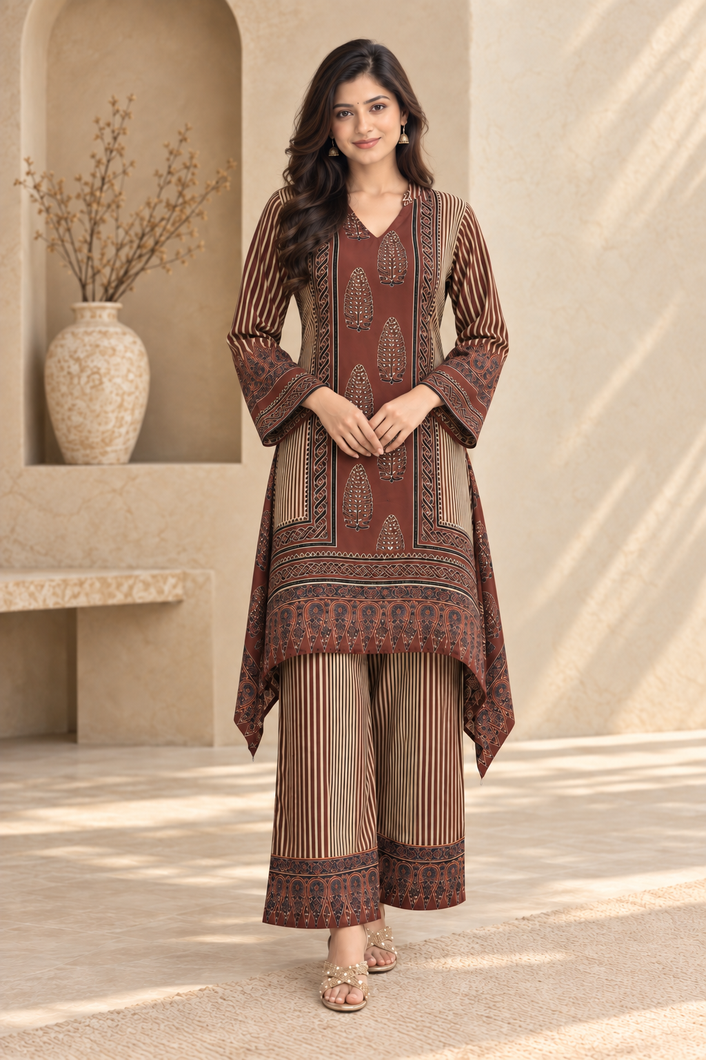 Women’s Ethnic Printed Kurta Palazzo Set