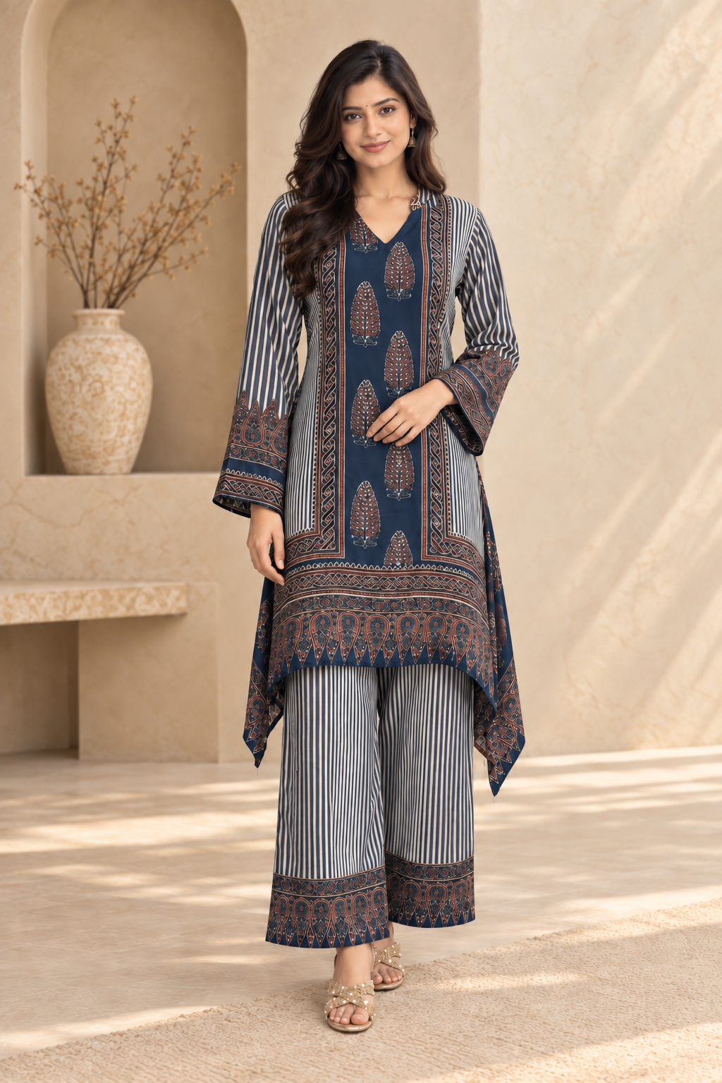 Women’s Ethnic Printed Kurta Palazzo Set