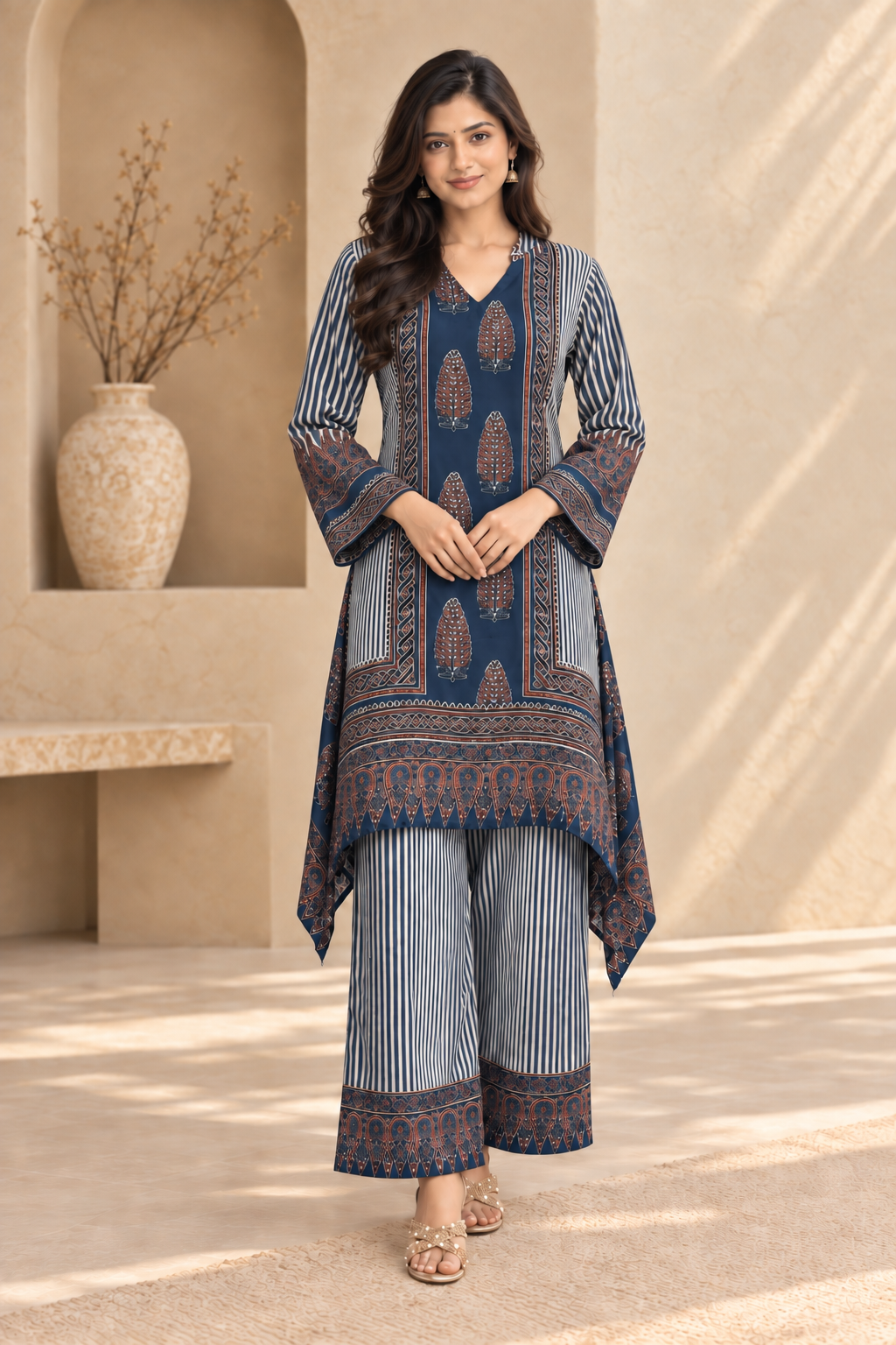 Women’s Ethnic Printed Kurta Palazzo Set