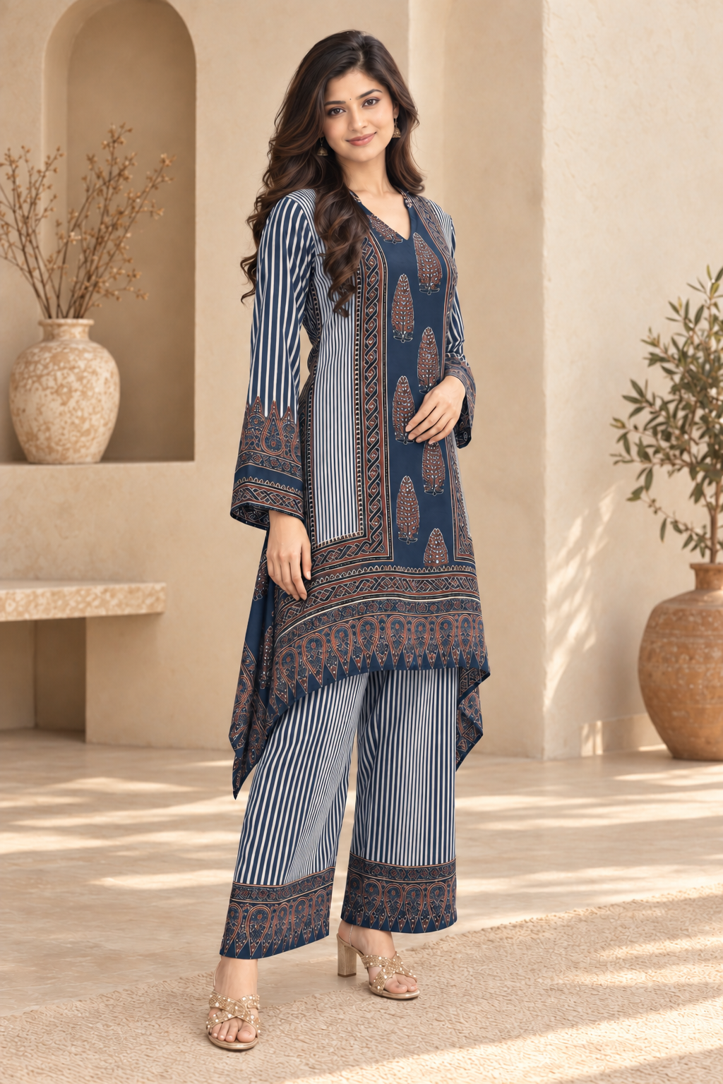 Women’s Ethnic Printed Kurta Palazzo Set