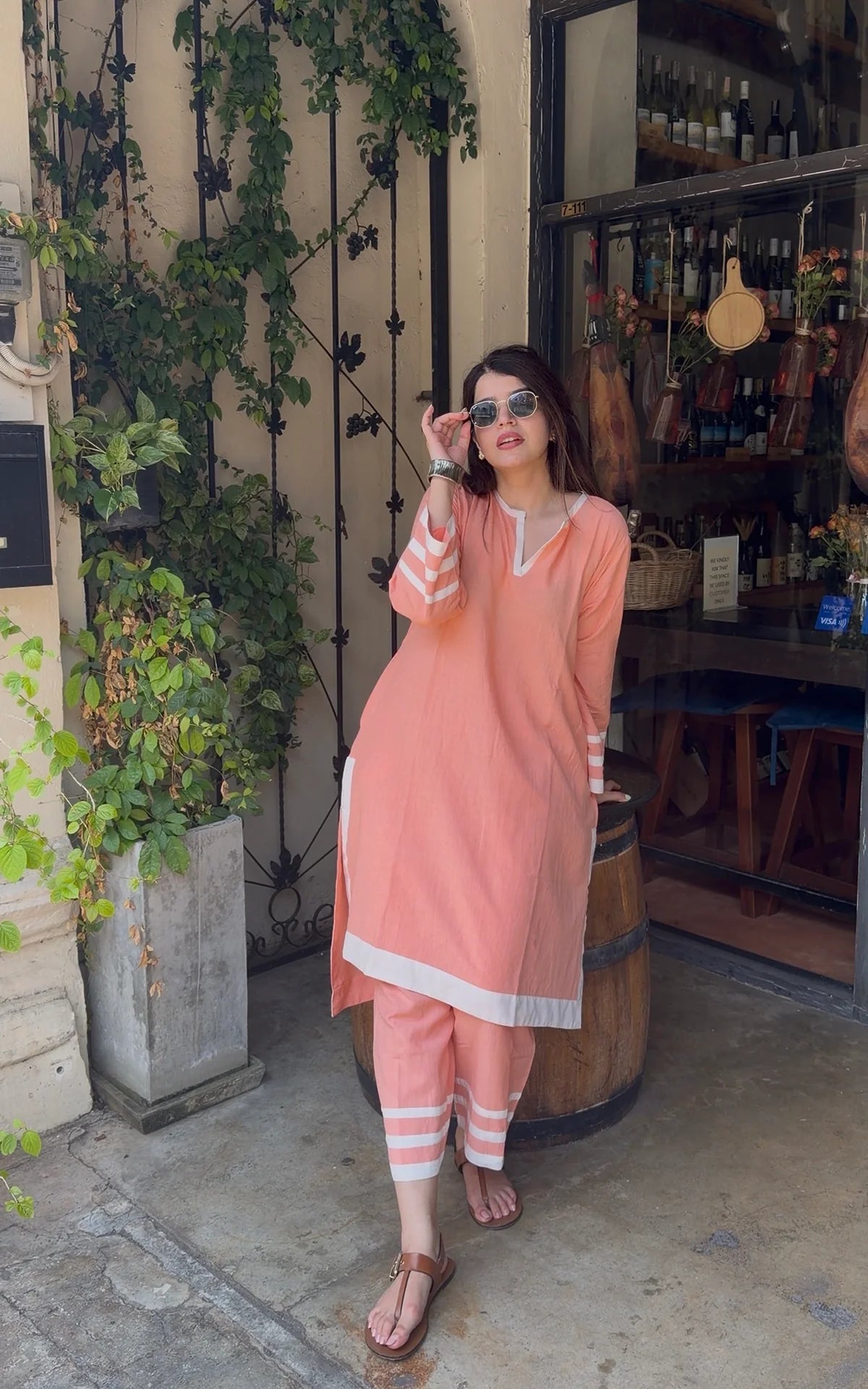 Cotton Kurta Set with Contrast White Border