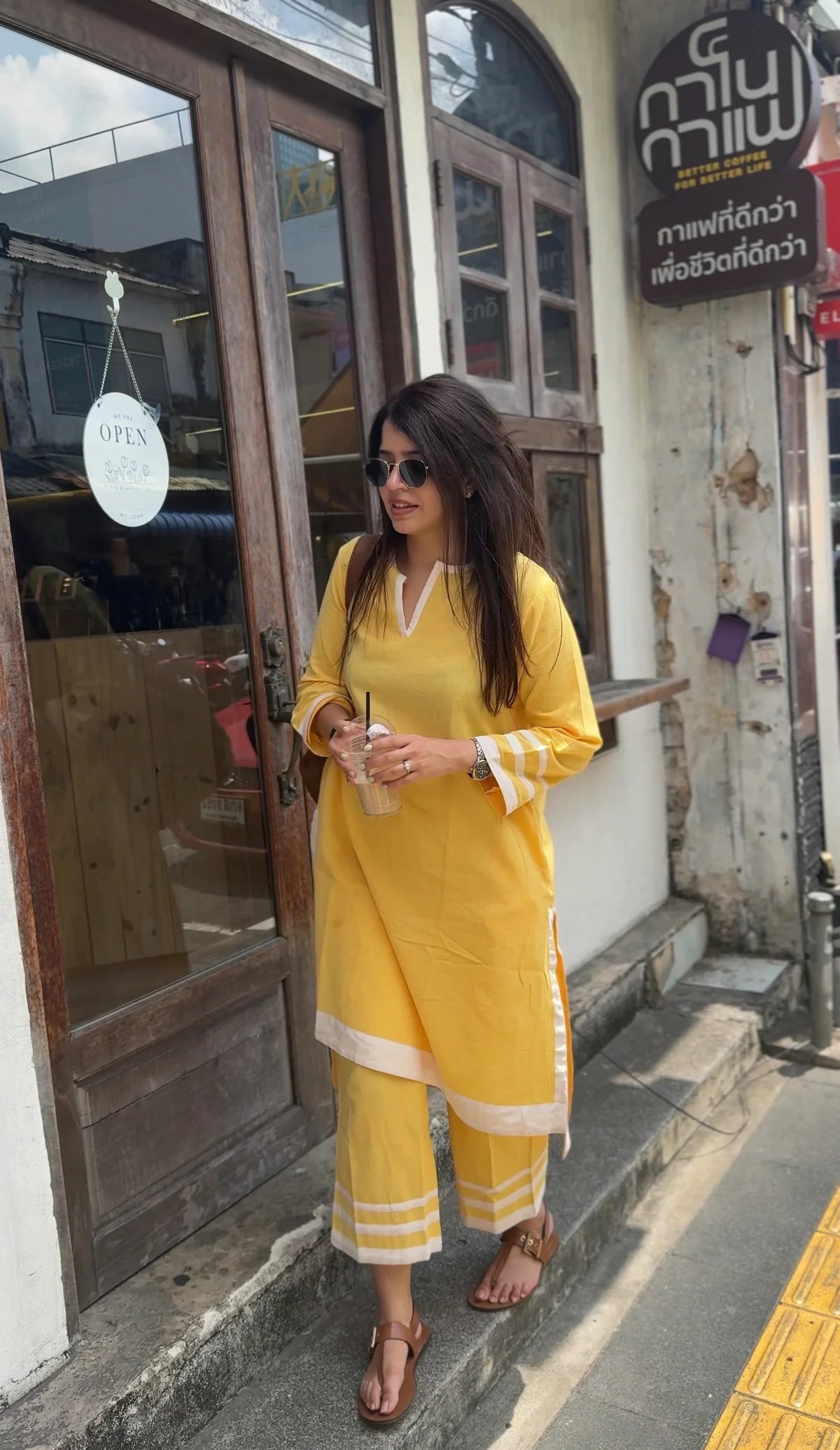 Cotton Kurta Set with Contrast White Border