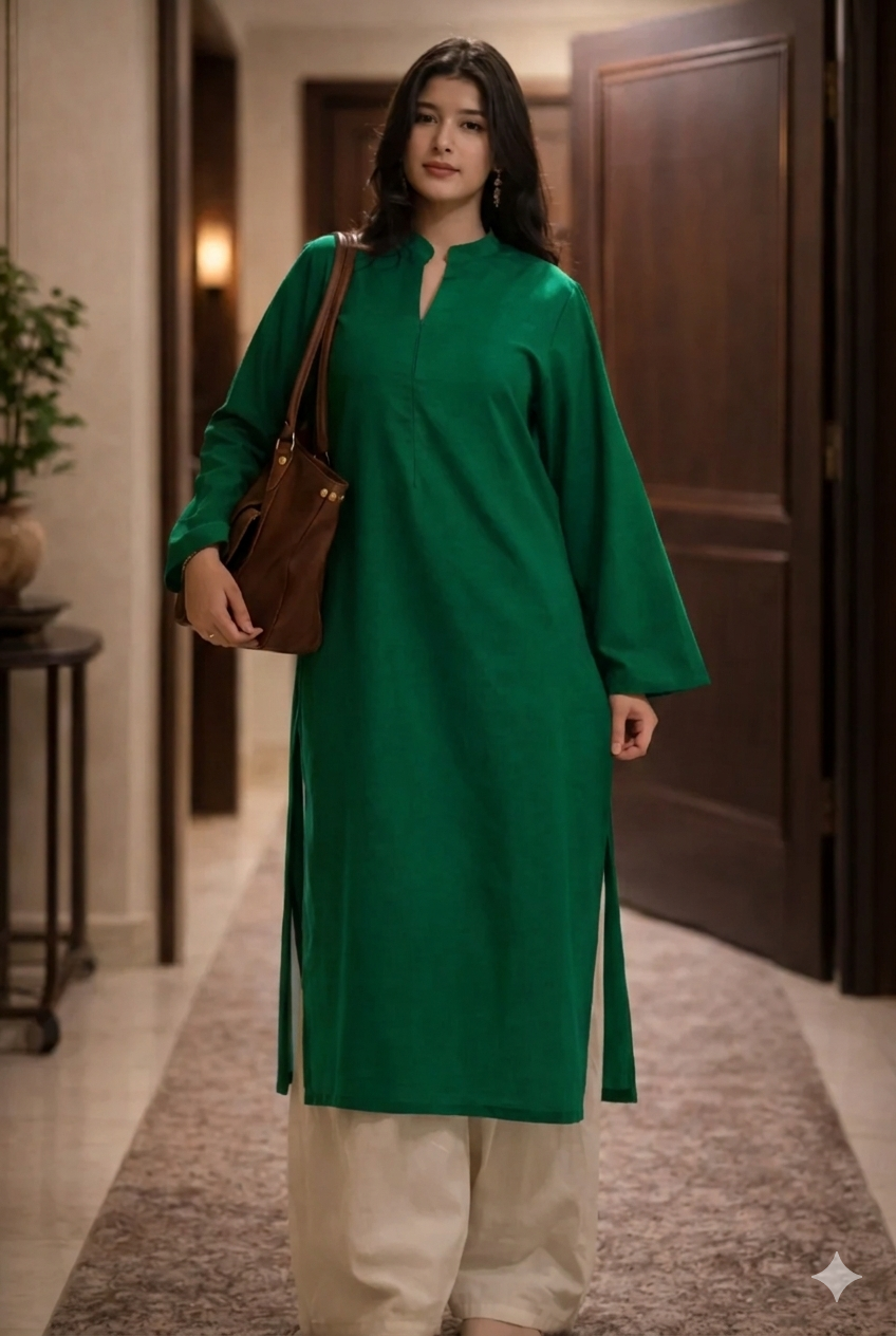 Women's Elegant Solid Cotton Kurta Set