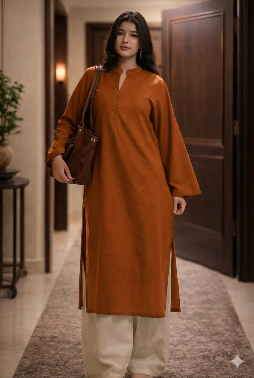 Women's Elegant Solid Cotton Kurta Set