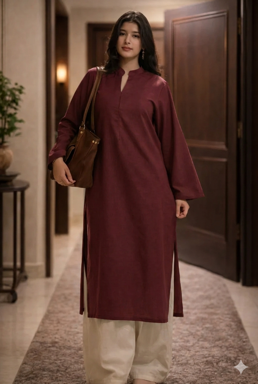 Women's Elegant Solid Cotton Kurta Set