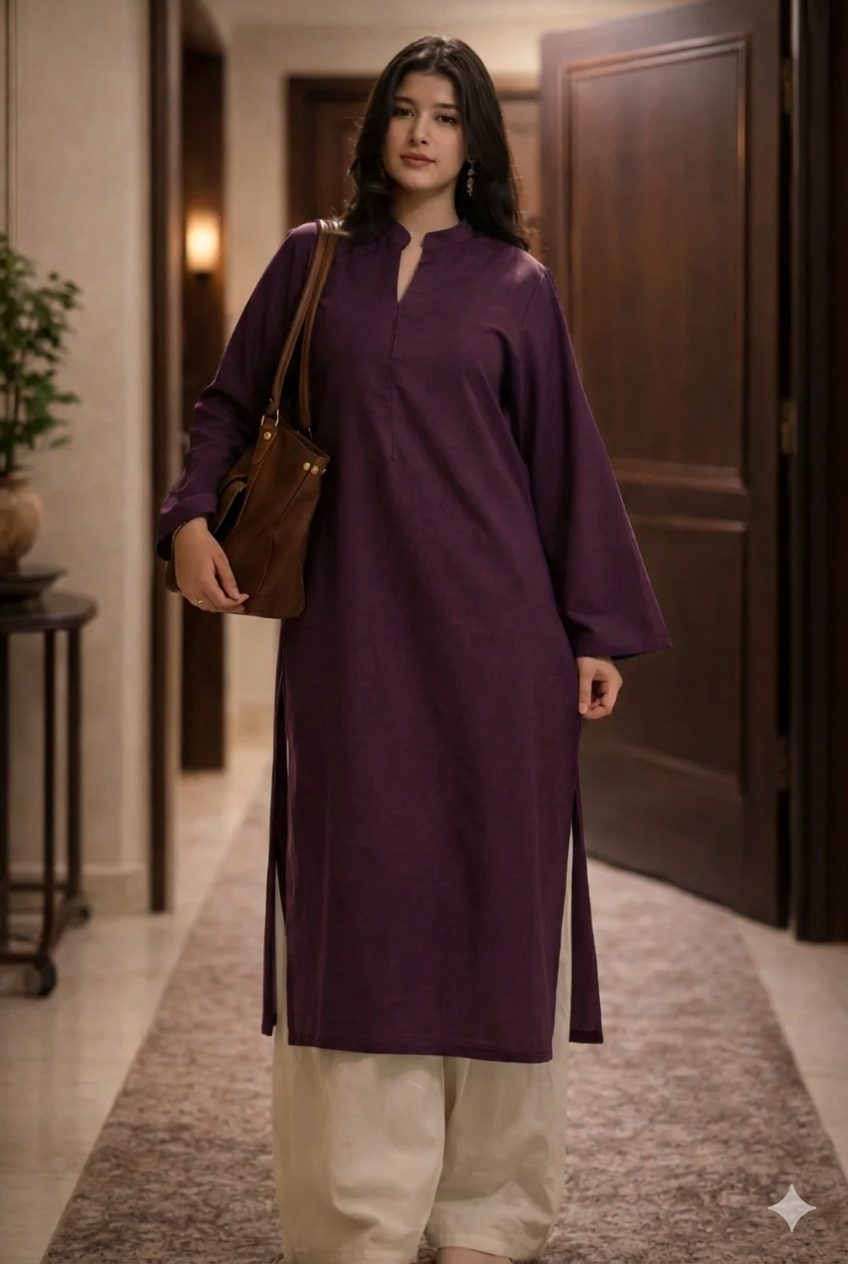 Women's Elegant Solid Cotton Kurta Set