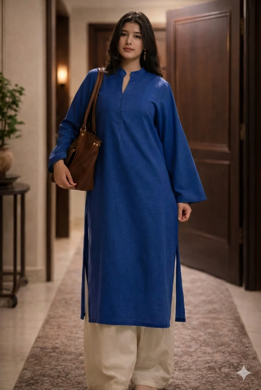 Women's Elegant Solid Cotton Kurta Set