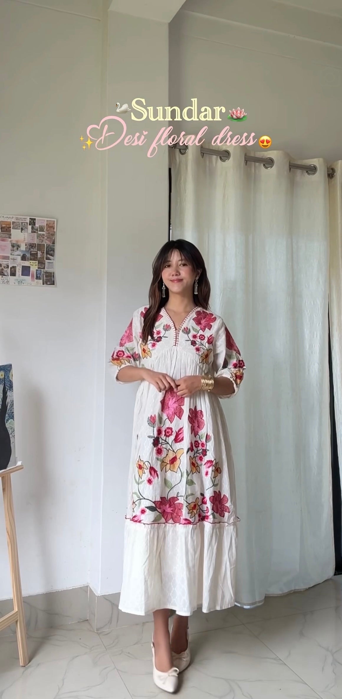 Rosabelle Bloom Embroidered Cotton Maxi Dress