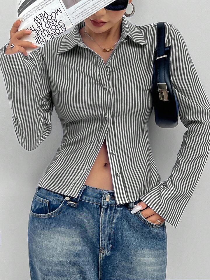 Women's Striped Long Sleeve Casual Shirt