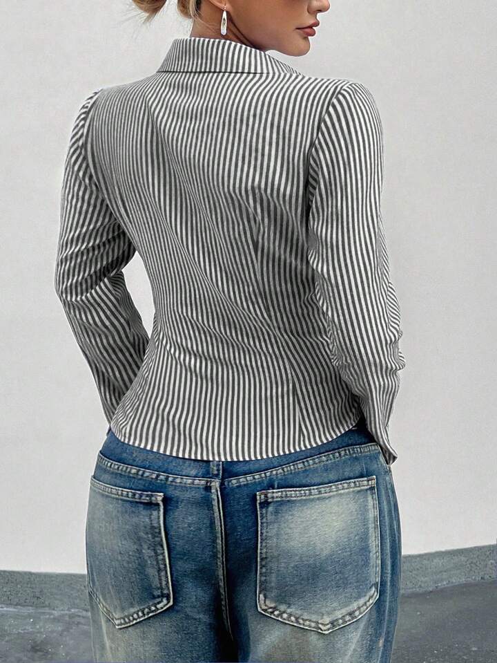 Women's Striped Long Sleeve Casual Shirt