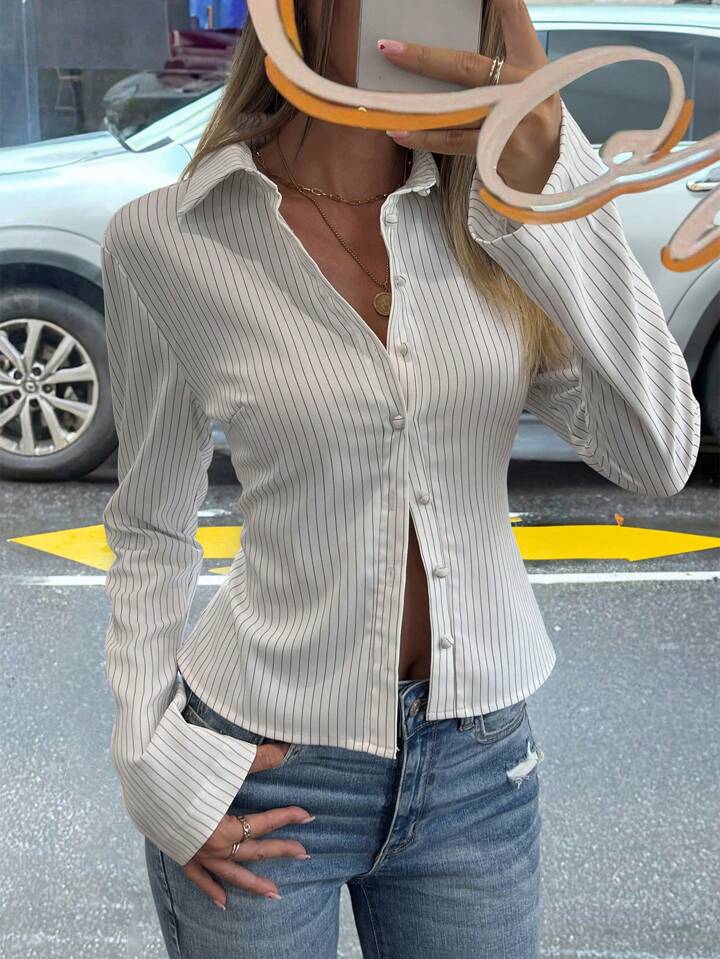 Women's Striped Long Sleeve Casual Shirt