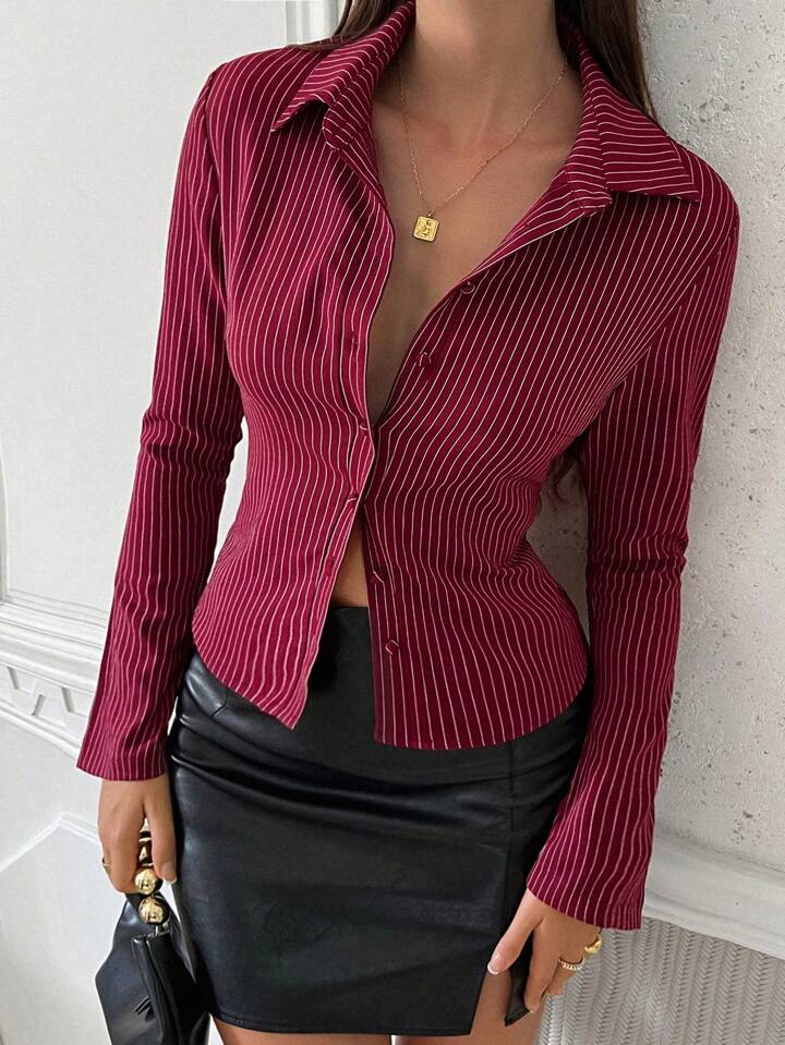 Women's Striped Long Sleeve Casual Shirt