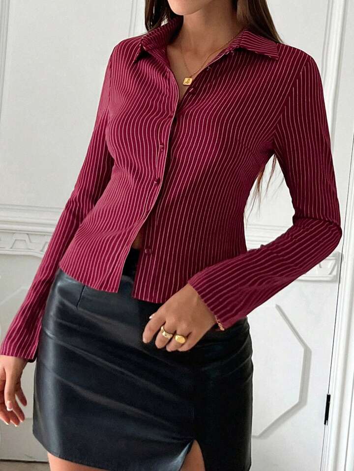 Women's Striped Long Sleeve Casual Shirt