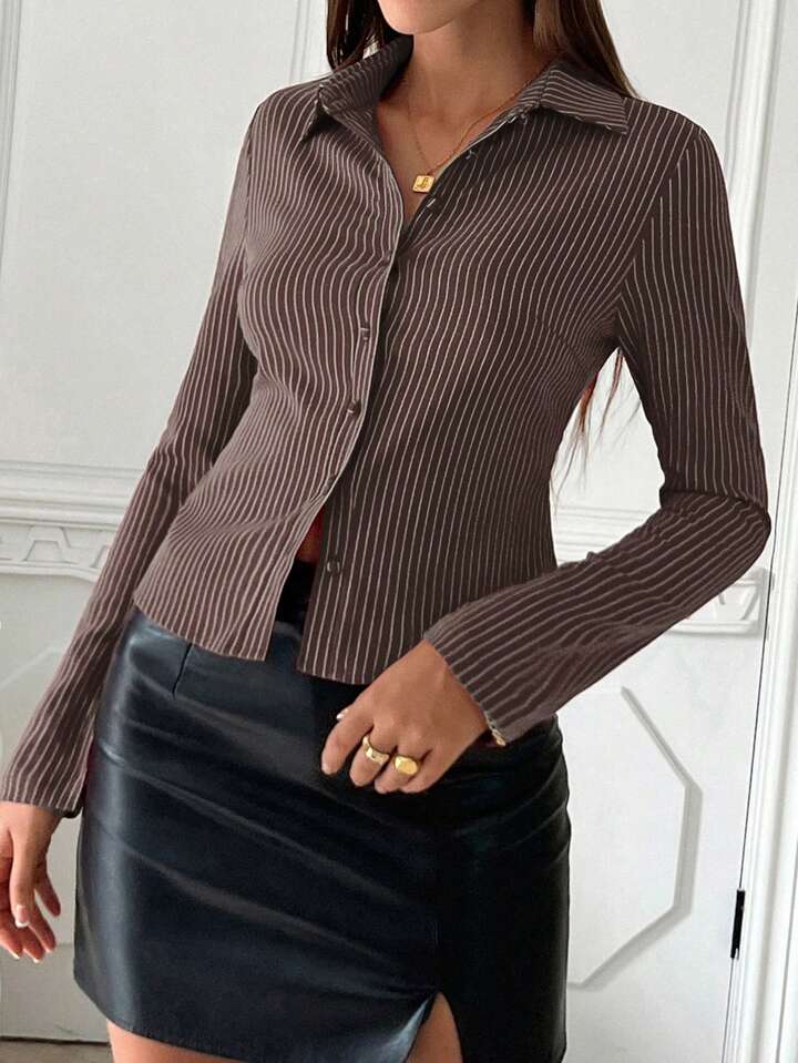 Women's Striped Long Sleeve Casual Shirt