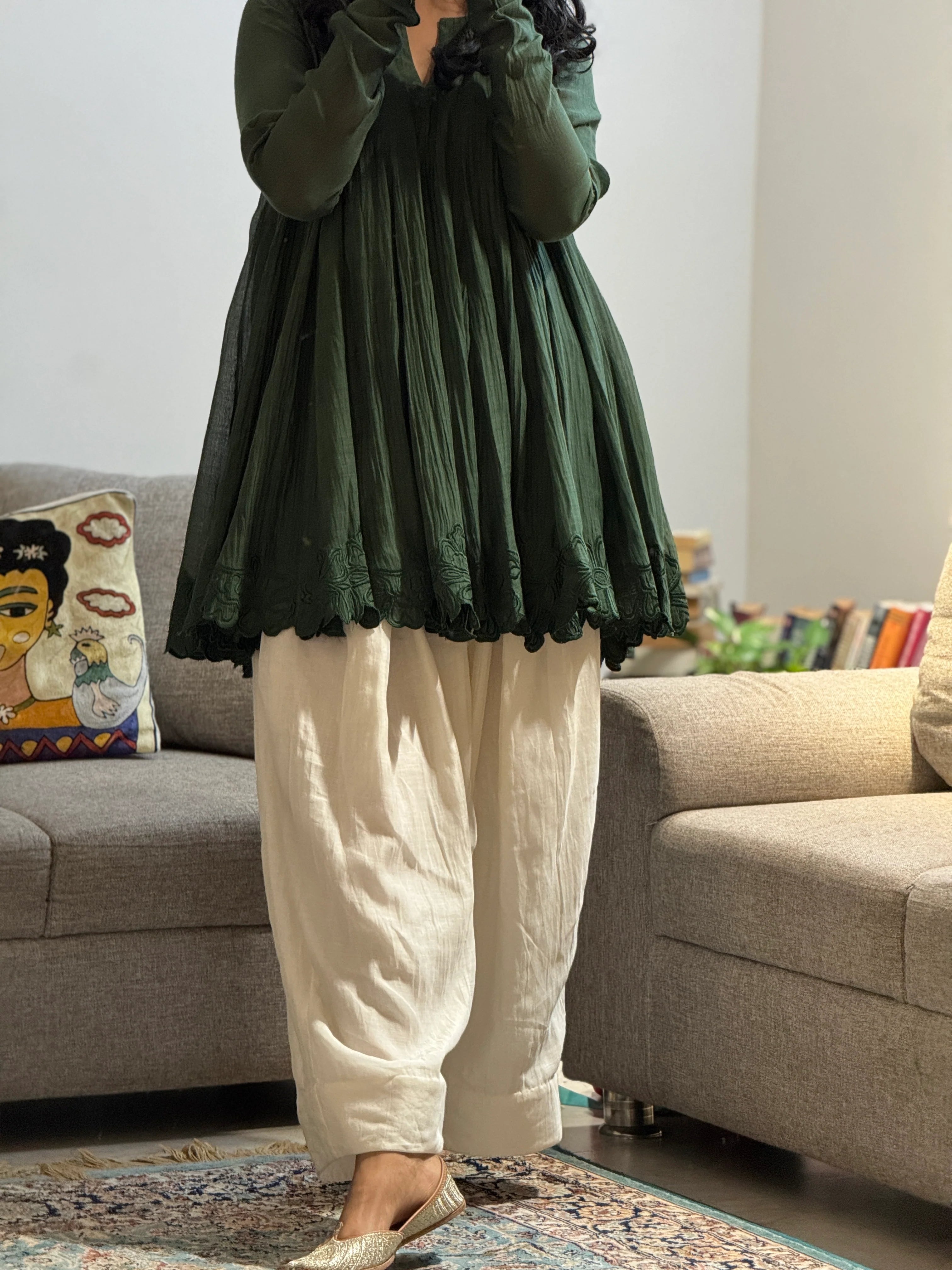 Emerald Bloom Embroidered Gathered Co-ord Set