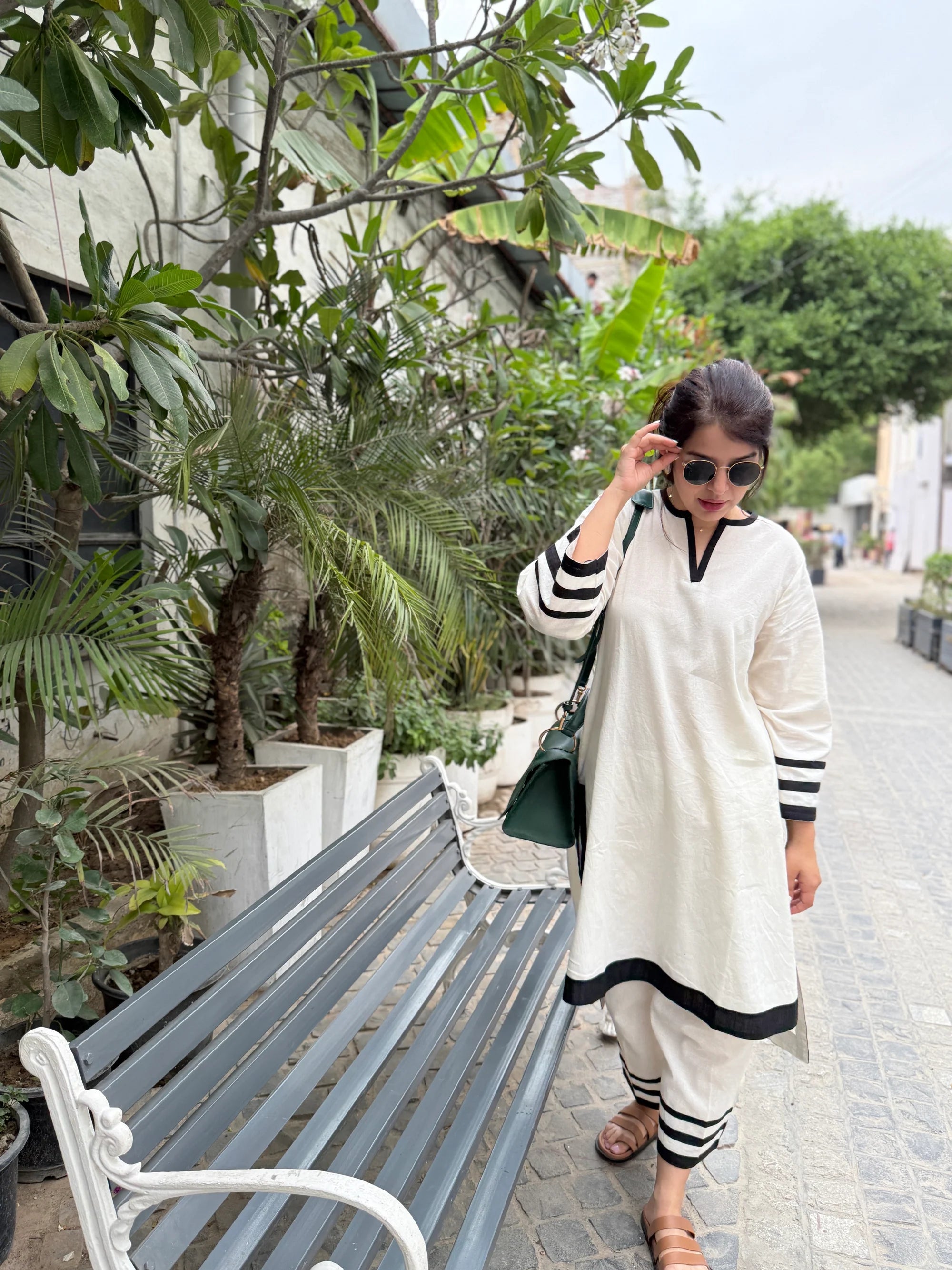Cotton Kurta Set with Contrast White Border