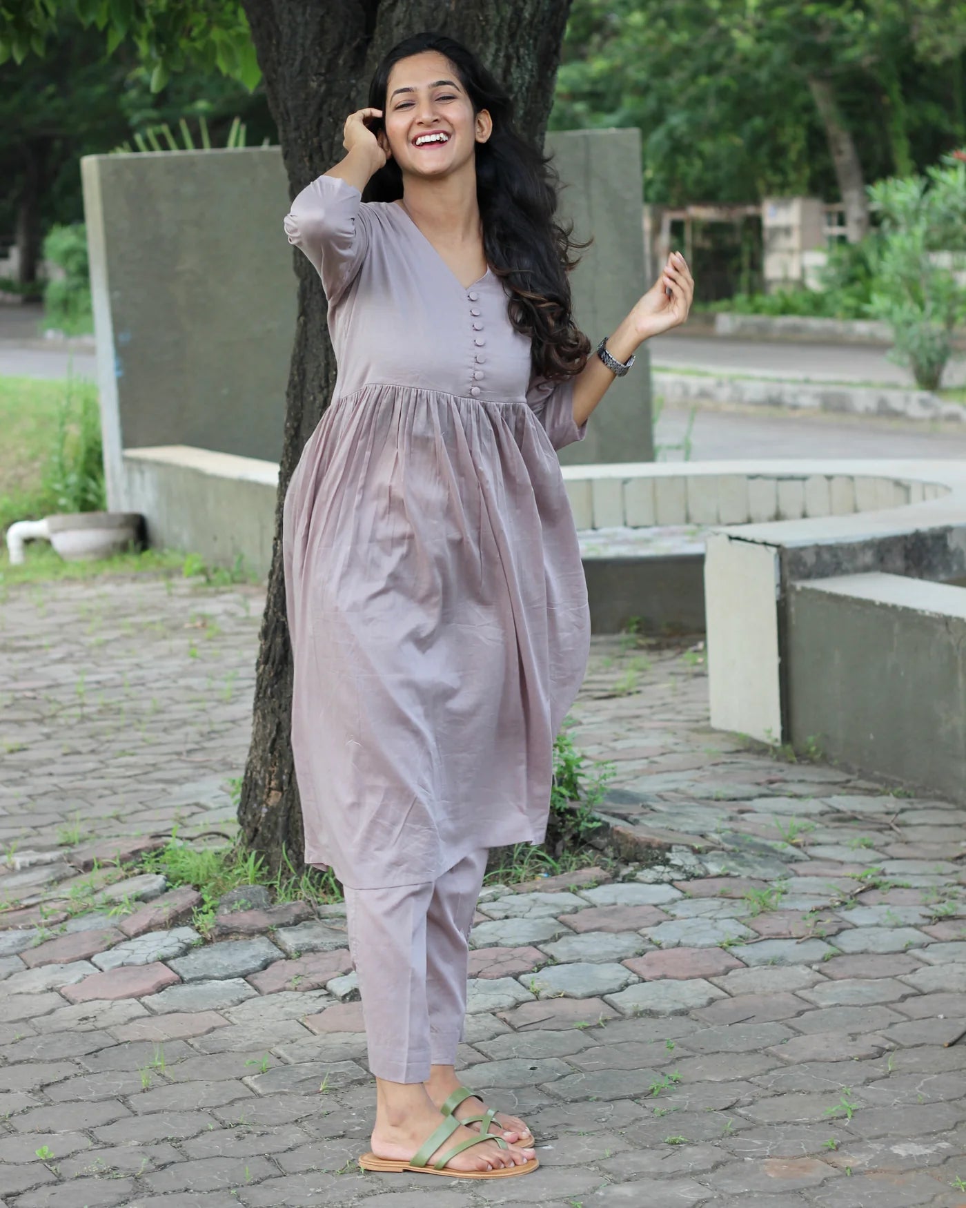 Grey Cotton Kurta Set