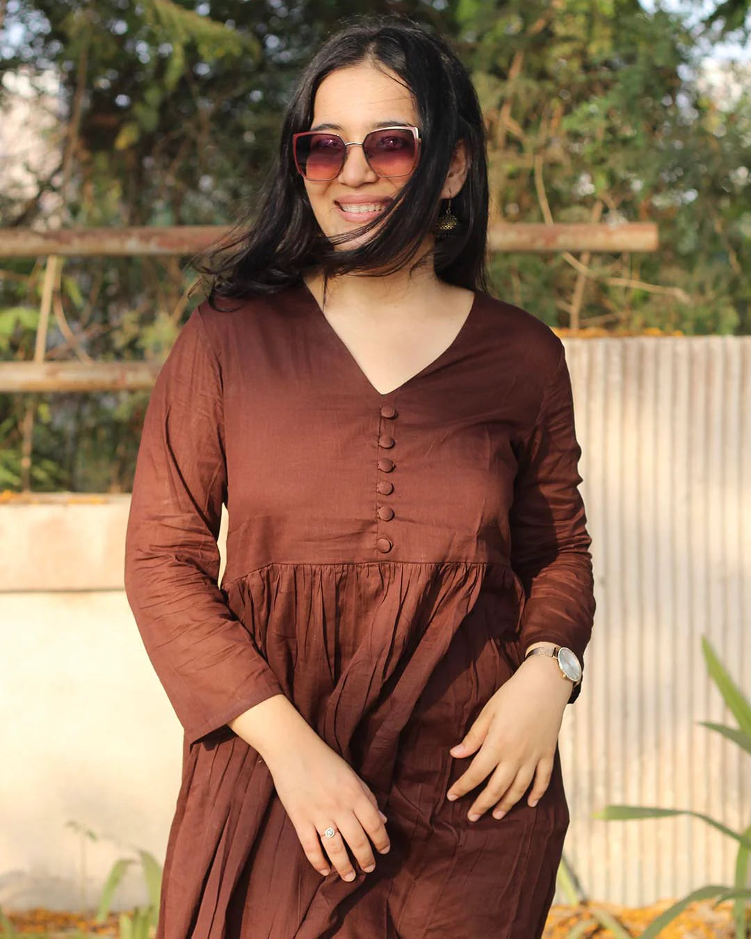 Brown Cotton Kurta Set