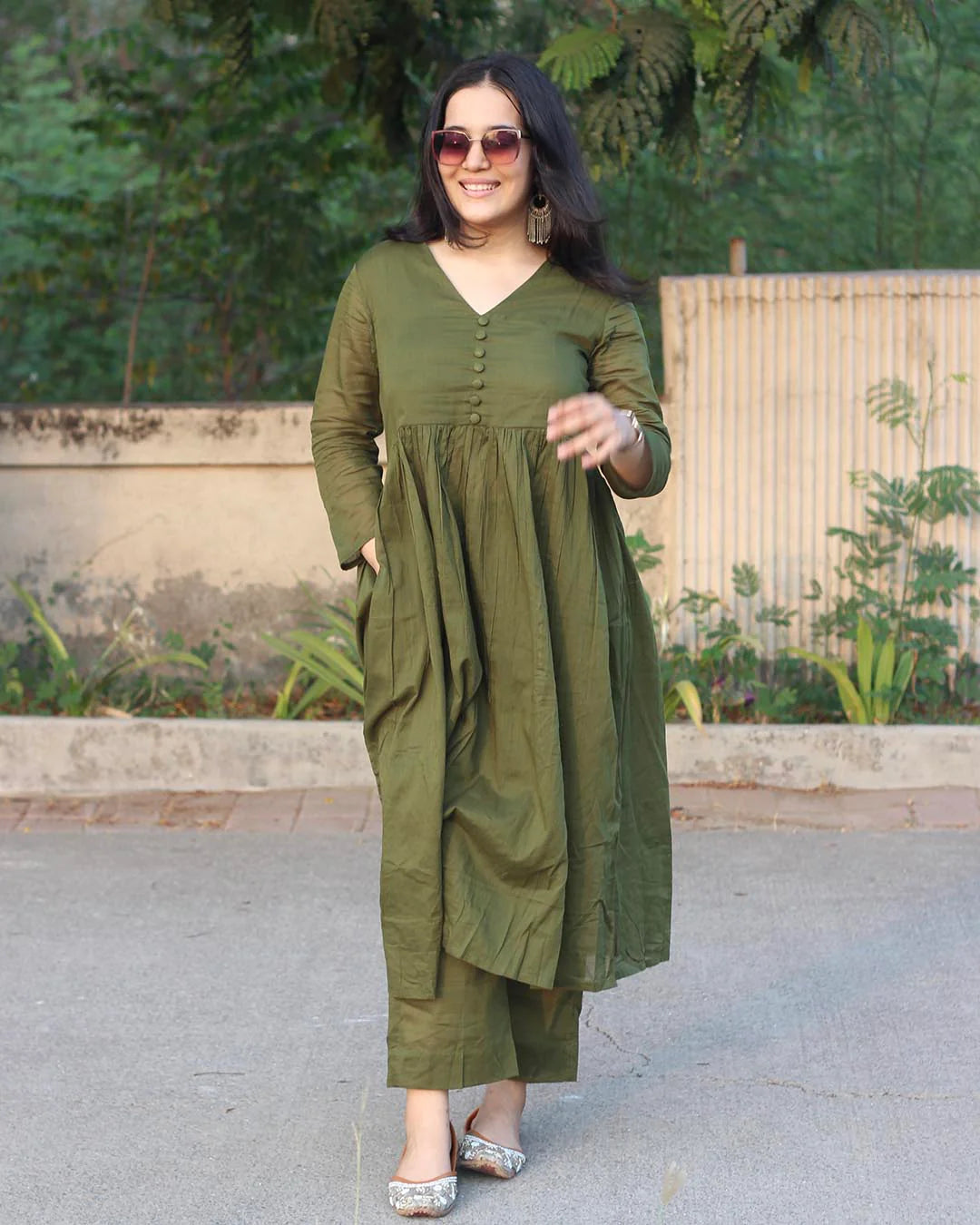 Green Cotton Kurta Set