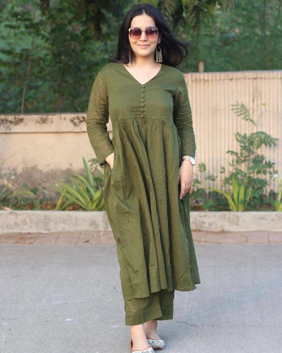 Green Cotton Kurta Set