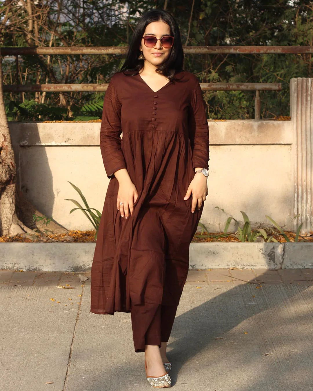 Brown Cotton Kurta Set