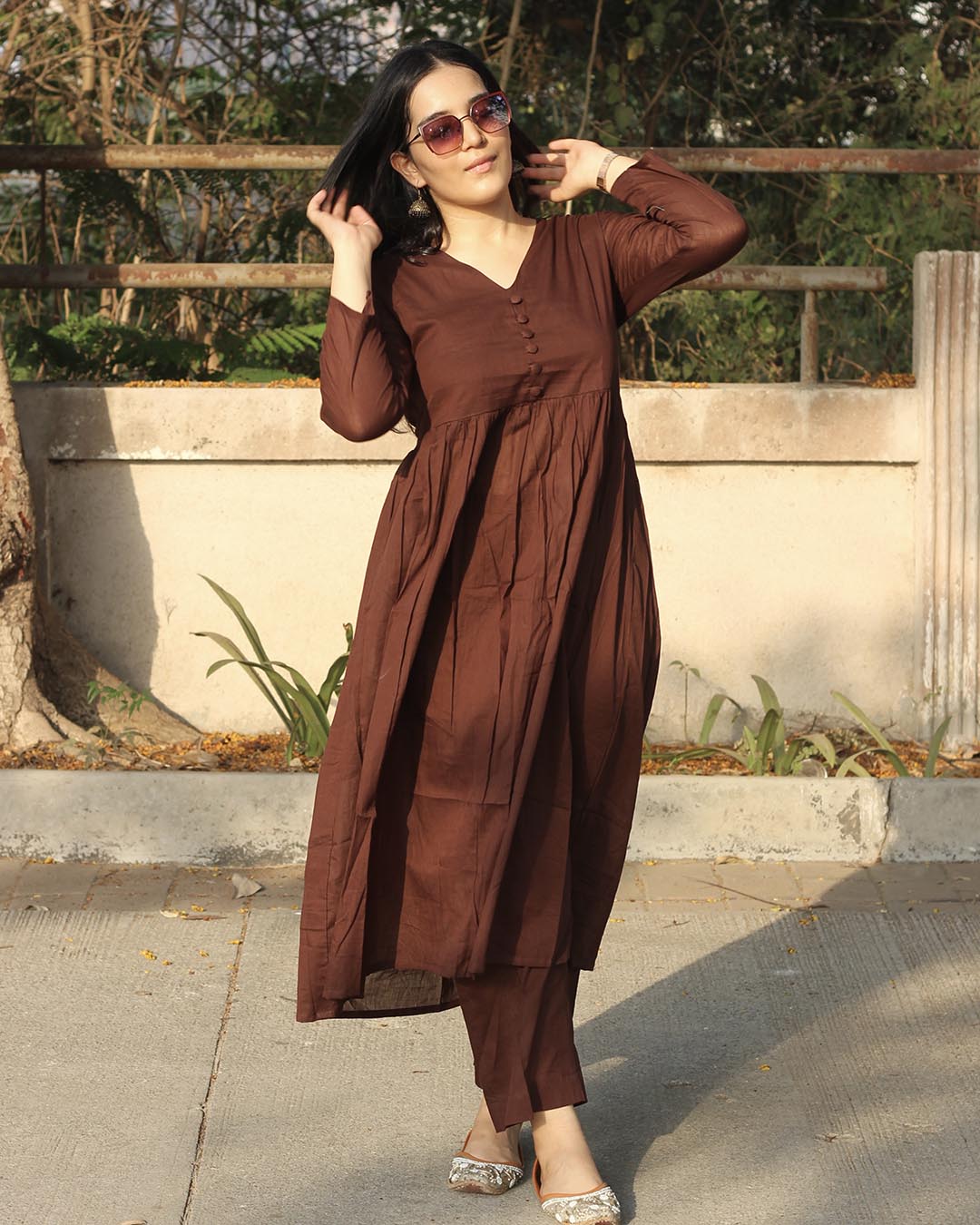 Brown Cotton Kurta Set