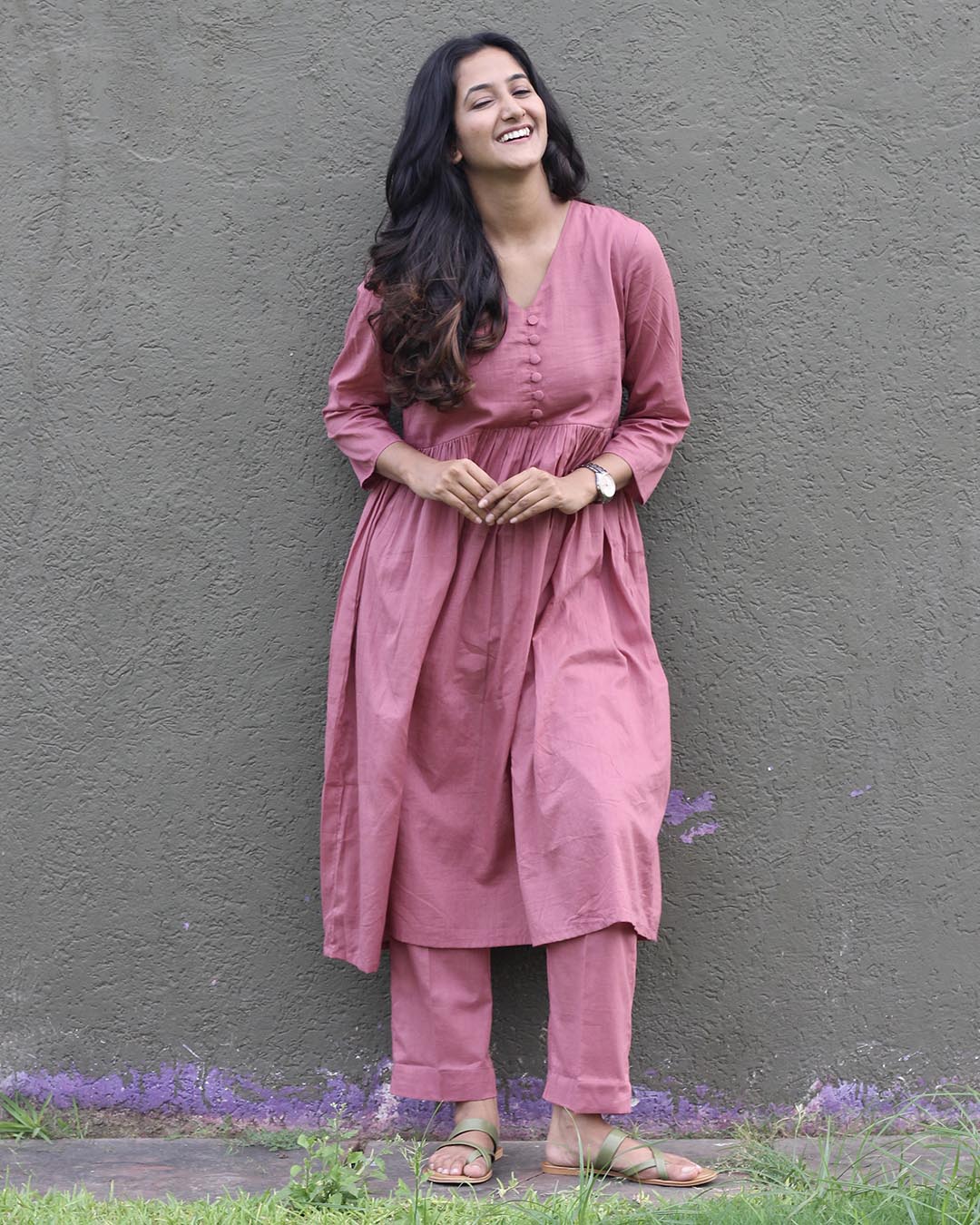 Pink Cotton Kurta Set