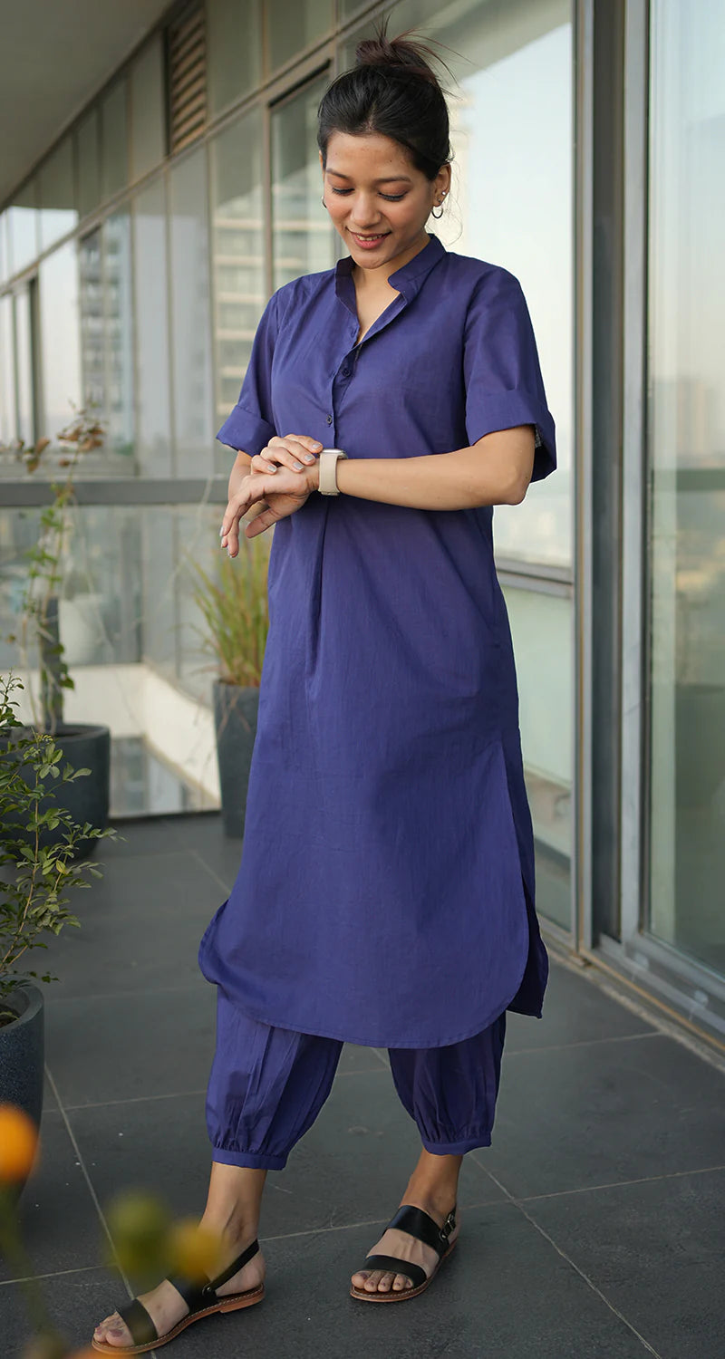 Women Cotton Plain Kurta Set
