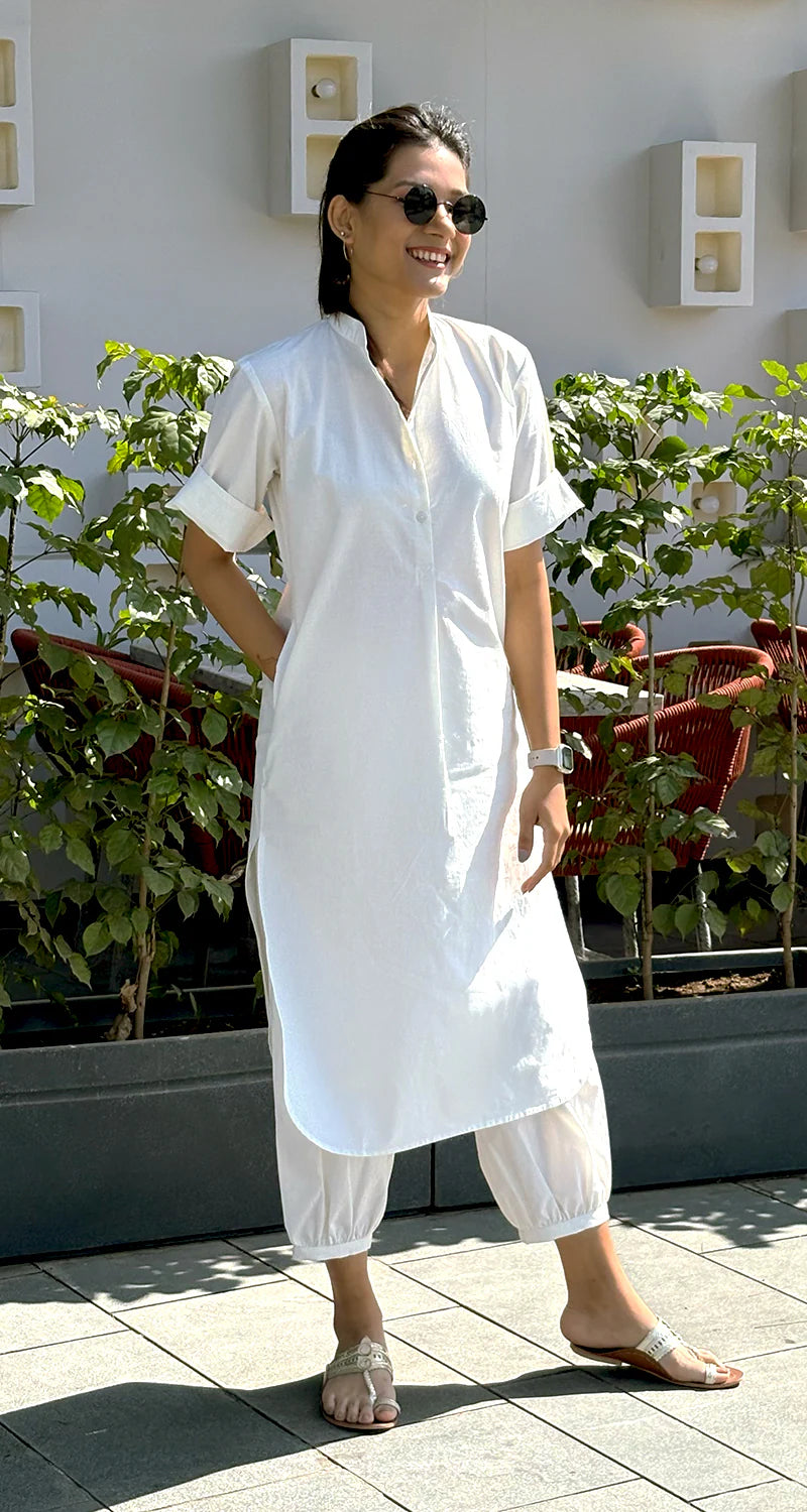 Women Cotton Plain Kurta Set