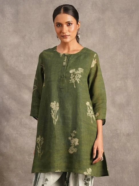 Green Kurta with Printed Palazzo Set