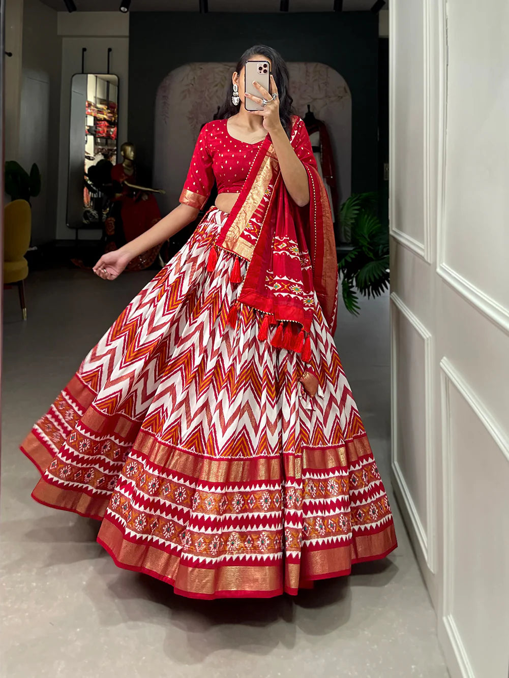 MULTI COLOR DOLA SILK DIGITAL PRINTED LEHENGA CHOLI