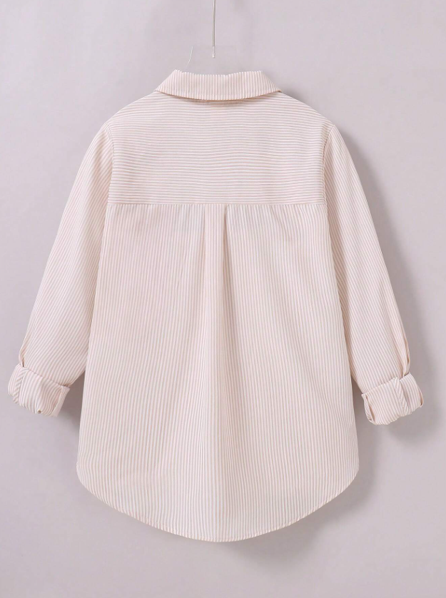 Tween Girl Korean Style Striped Casual