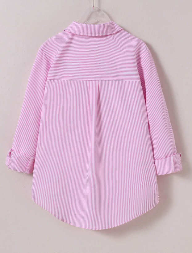 Tween Girl Korean Style Striped Casual