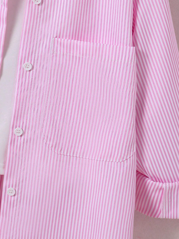 Tween Girl Korean Style Striped Casual