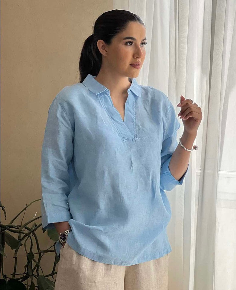 Women's Plain Button Front Long Sleeve Casual Top