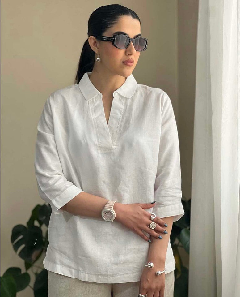 Women's Plain Button Front Long Sleeve Casual Top