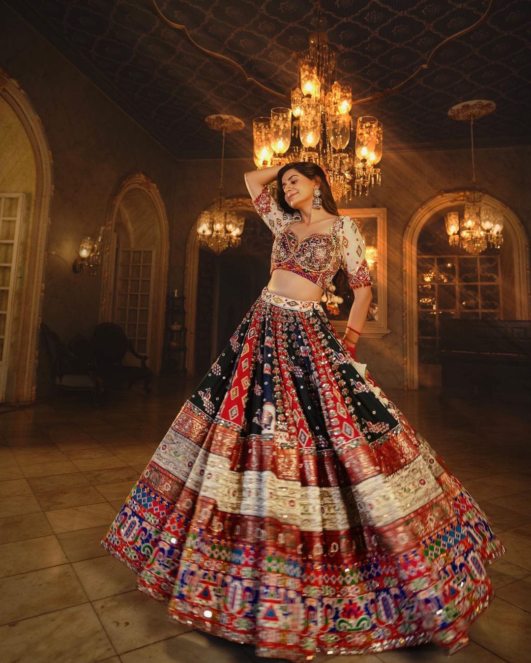 MULTI COLOR SOFT BUTTER SILK DIGITAL PRINTED LEHENGA CHOLI