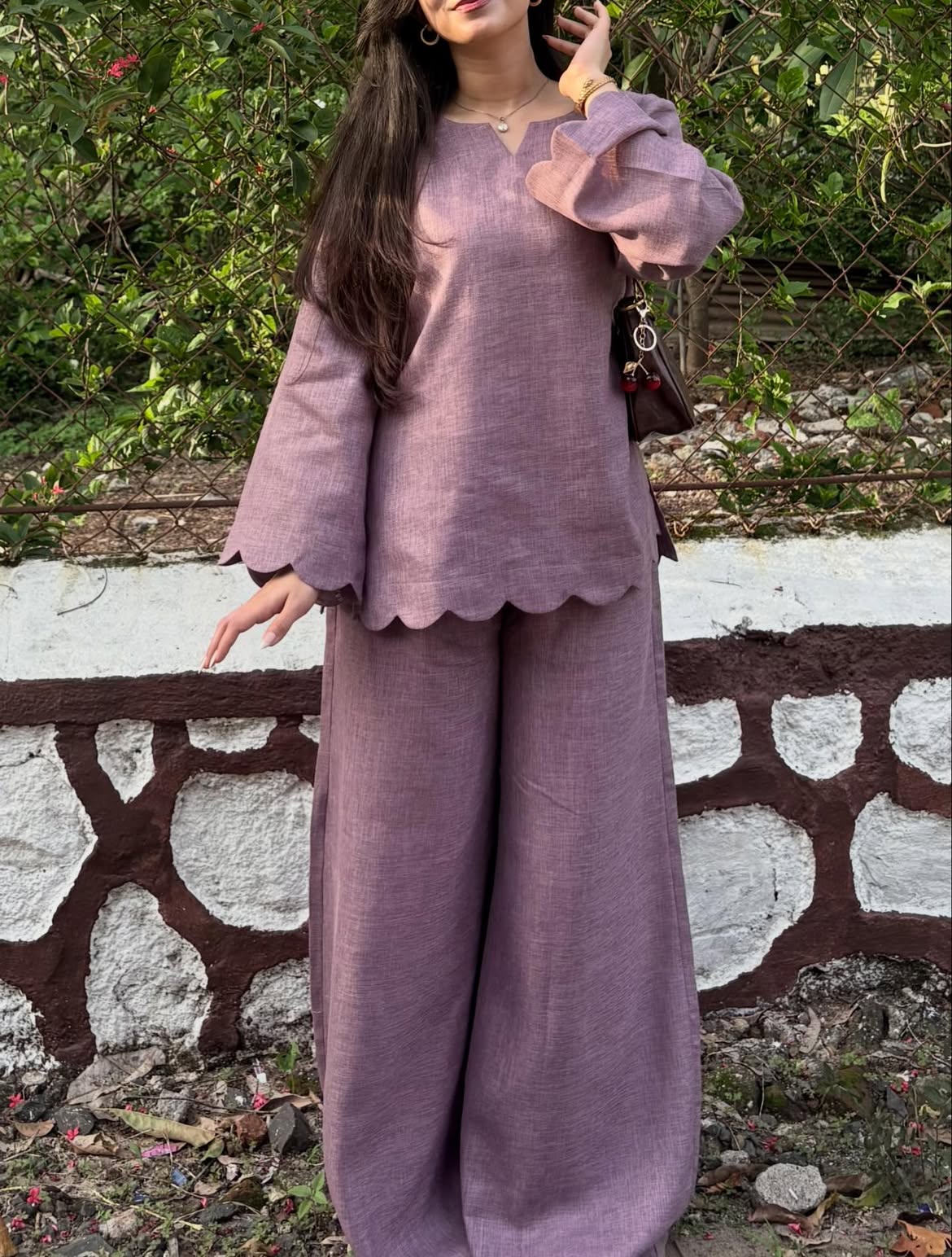 Scallop-Trim Co-Ord Set for Women