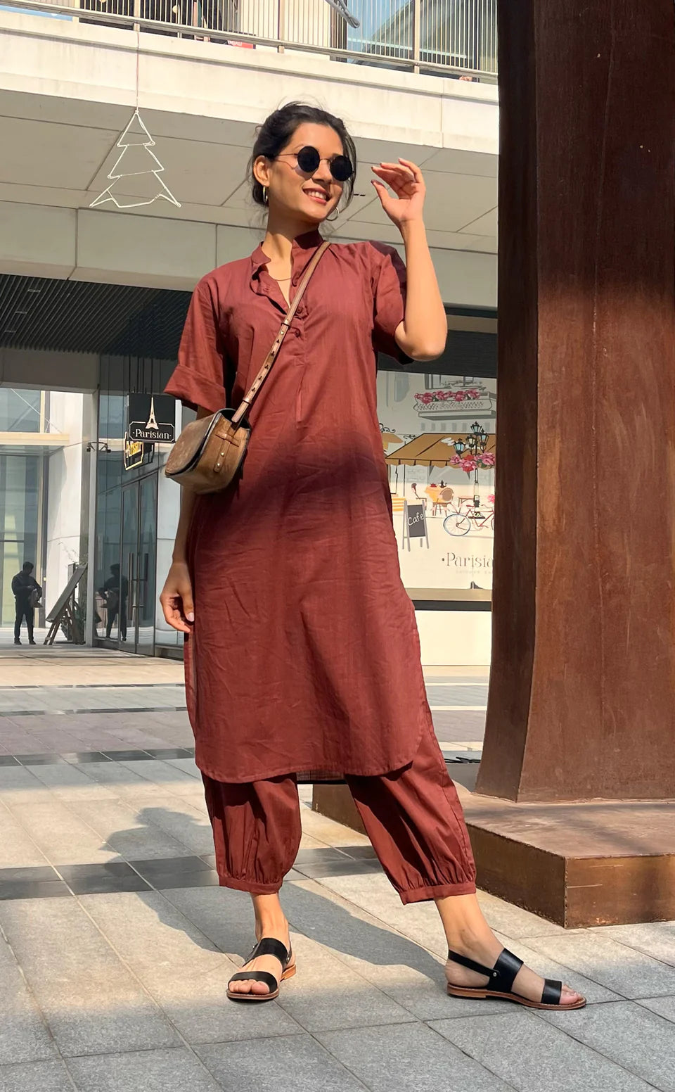 Women Cotton Plain Kurta Set