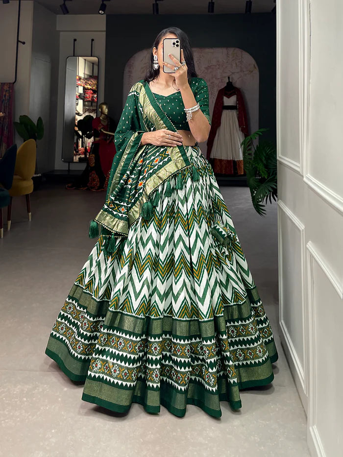 MULTI COLOR DOLA SILK DIGITAL PRINTED LEHENGA CHOLI