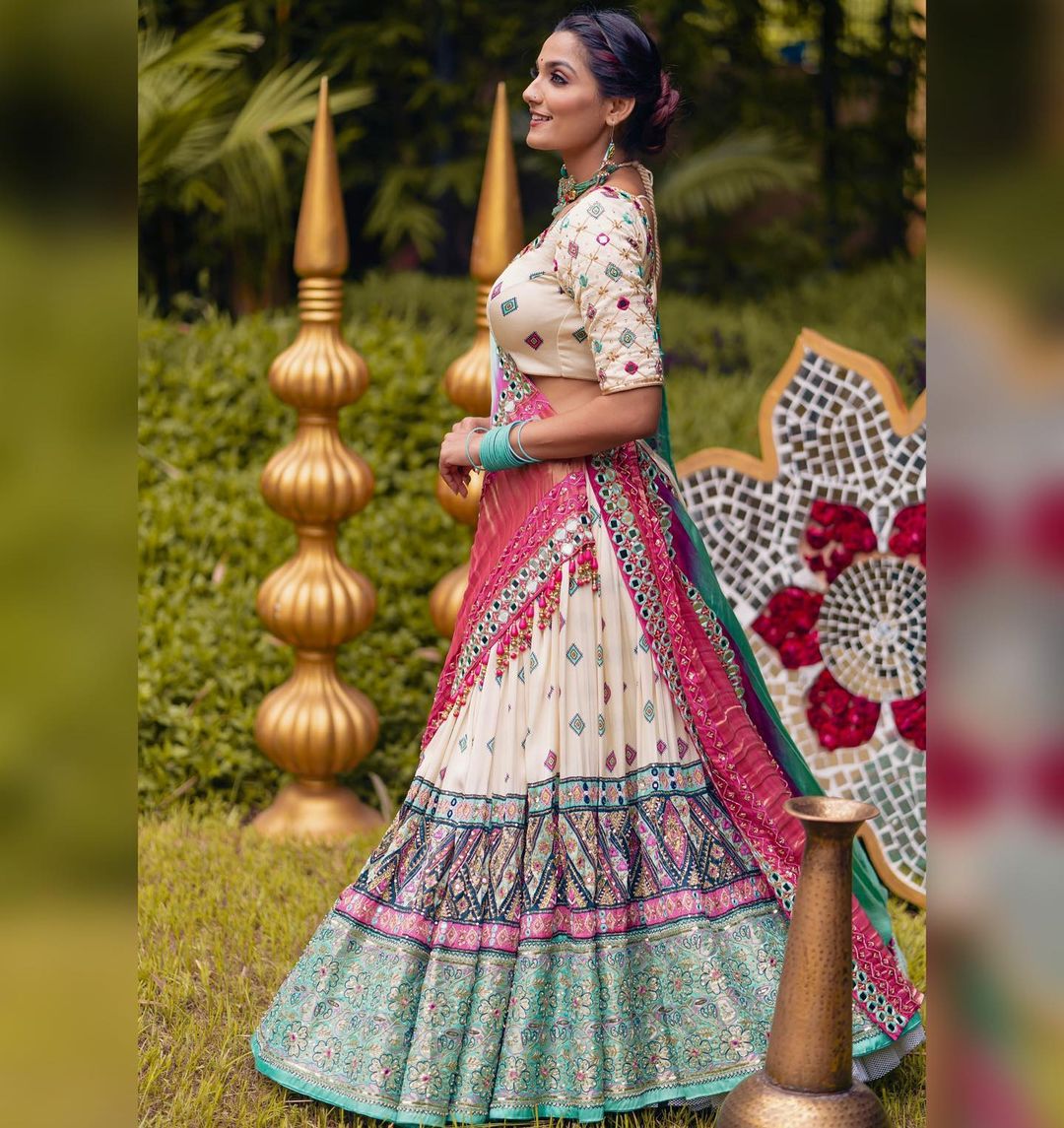 MULTI COLOR SOFT BUTTER SILK DIGITAL PRINTED LEHENGA CHOLI