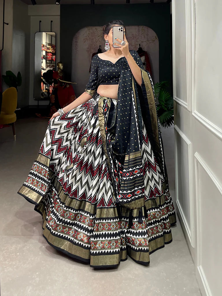 MULTI COLOR DOLA SILK DIGITAL PRINTED LEHENGA CHOLI