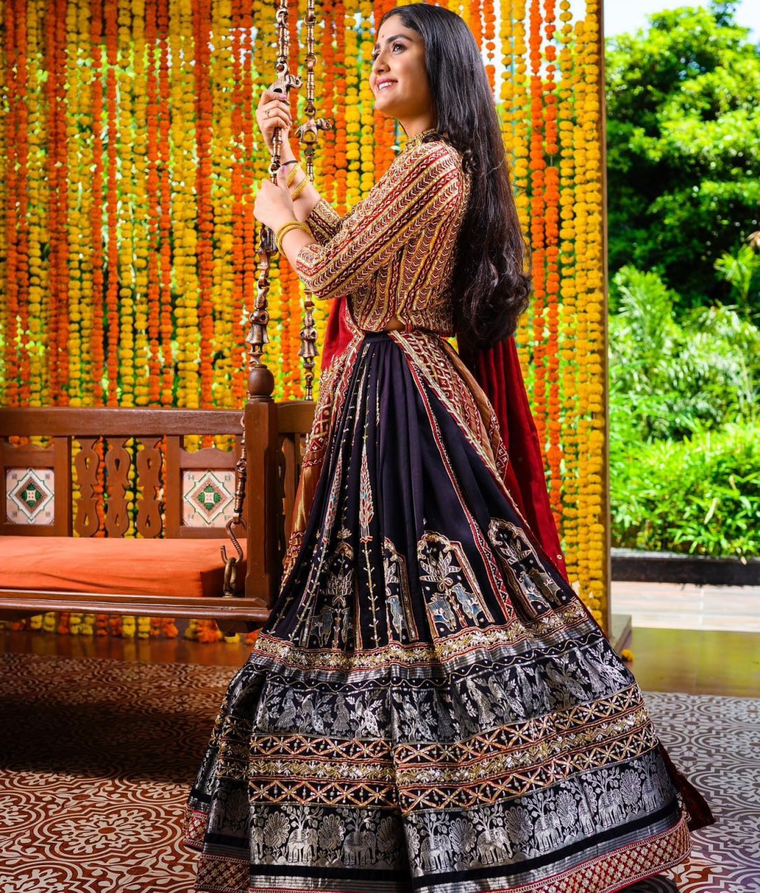 MULTI COLOR SOFT BUTTER SILK DIGITAL PRINTED LEHENGA CHOLI