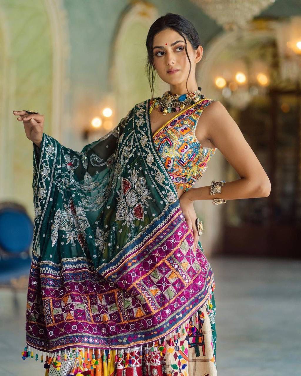 MULTI COLOR SOFT BUTTER SILK DIGITAL PRINTED LEHENGA CHOLI